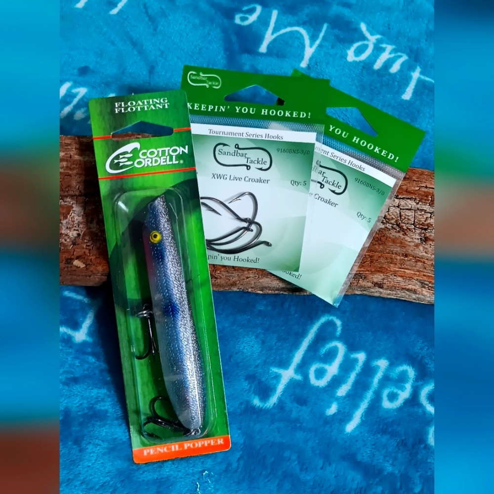 Cotton Cordell Pencil Popper Lure and Tournament Series Hooks